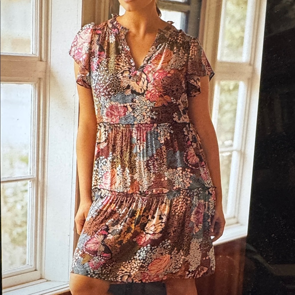 By Anthropologie Ruffle Sleeve Dress